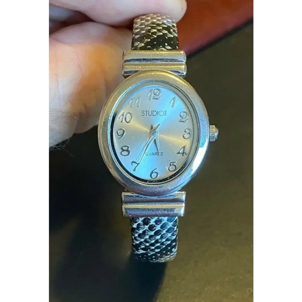 Women's Studio Time Watch, Bangle Bracelet with Snakeskin Look Band